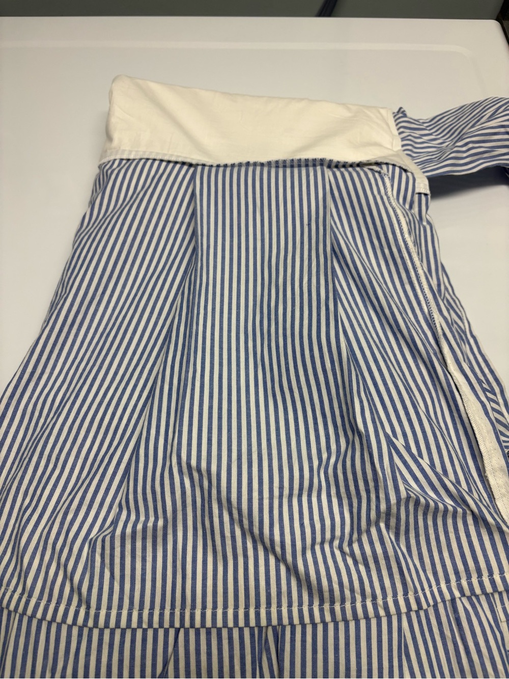 Blue and White Oxford Striped Bed Skirt Excellent Quality